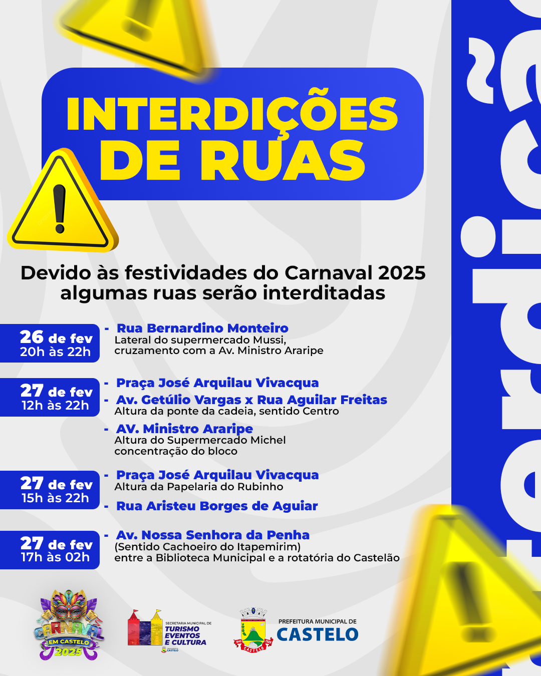 Interdição de Ruas para o Carnaval de Castelo 2025