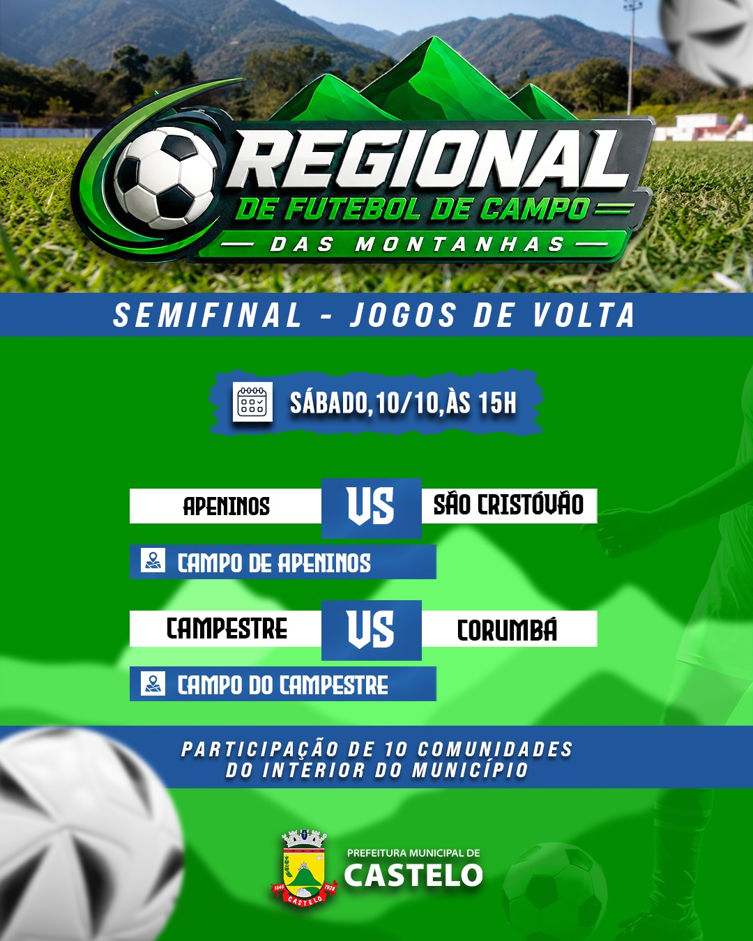 Regional das Montanhas: confira os jogos deste sábado, 10 de outubro
