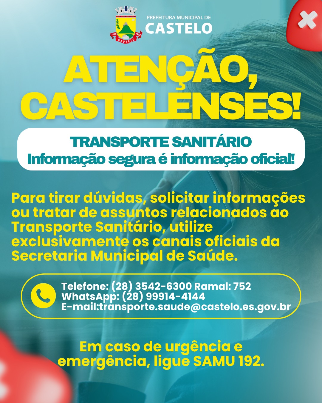 Atenção! Secretaria de Saúde reforça uso de canais oficiais para informações sobre Transporte Sanitário