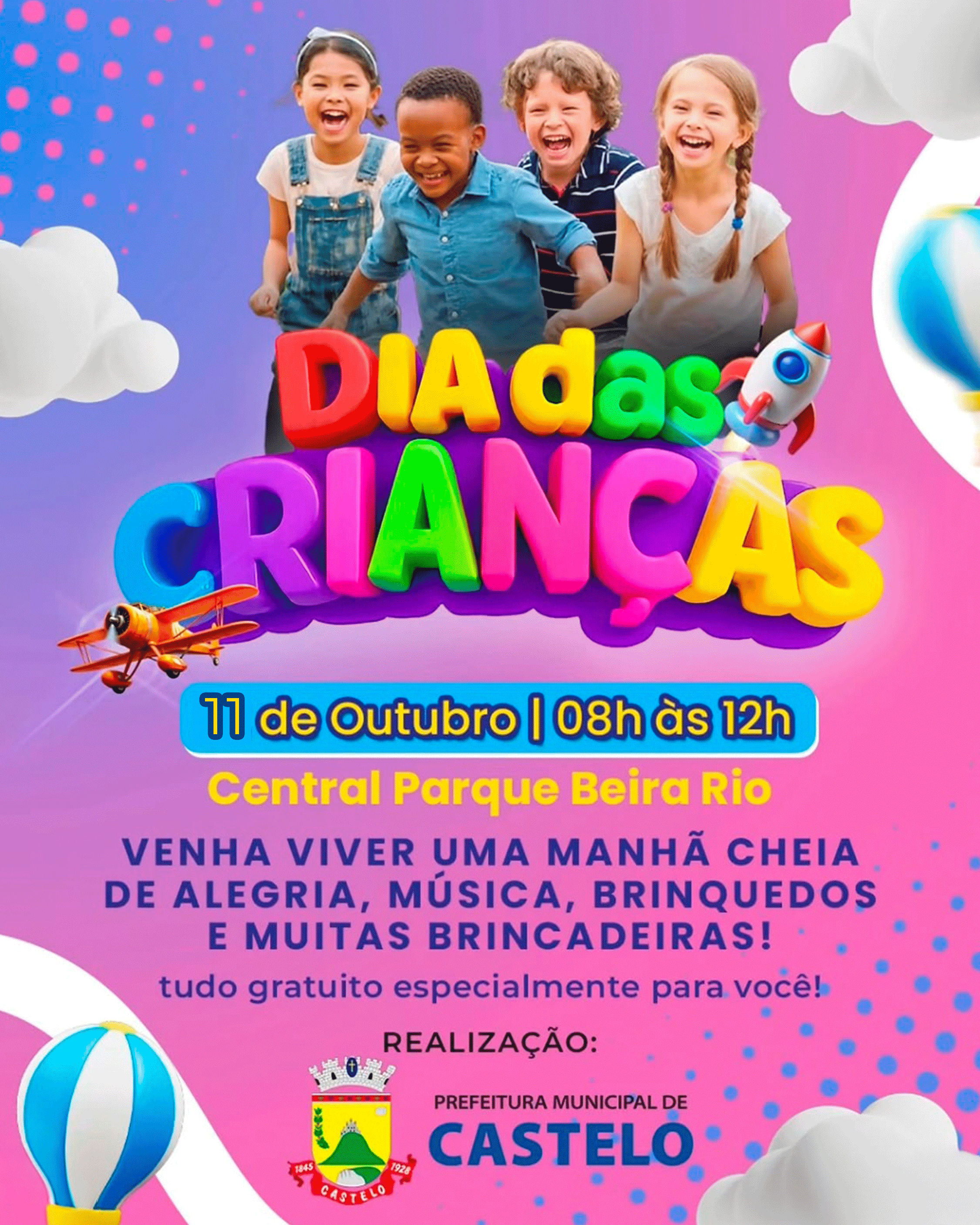 Prefeitura de Castelo prepara programação especial para celebrar o Dia das Crianças